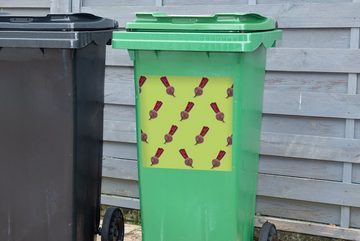 MuchoWow Wandsticker Gemüse - Rote Bete - Muster - Grün (1 St), Mülleimer-aufkleber, Mülltonne, Sticker, Container, Abfalbehälter