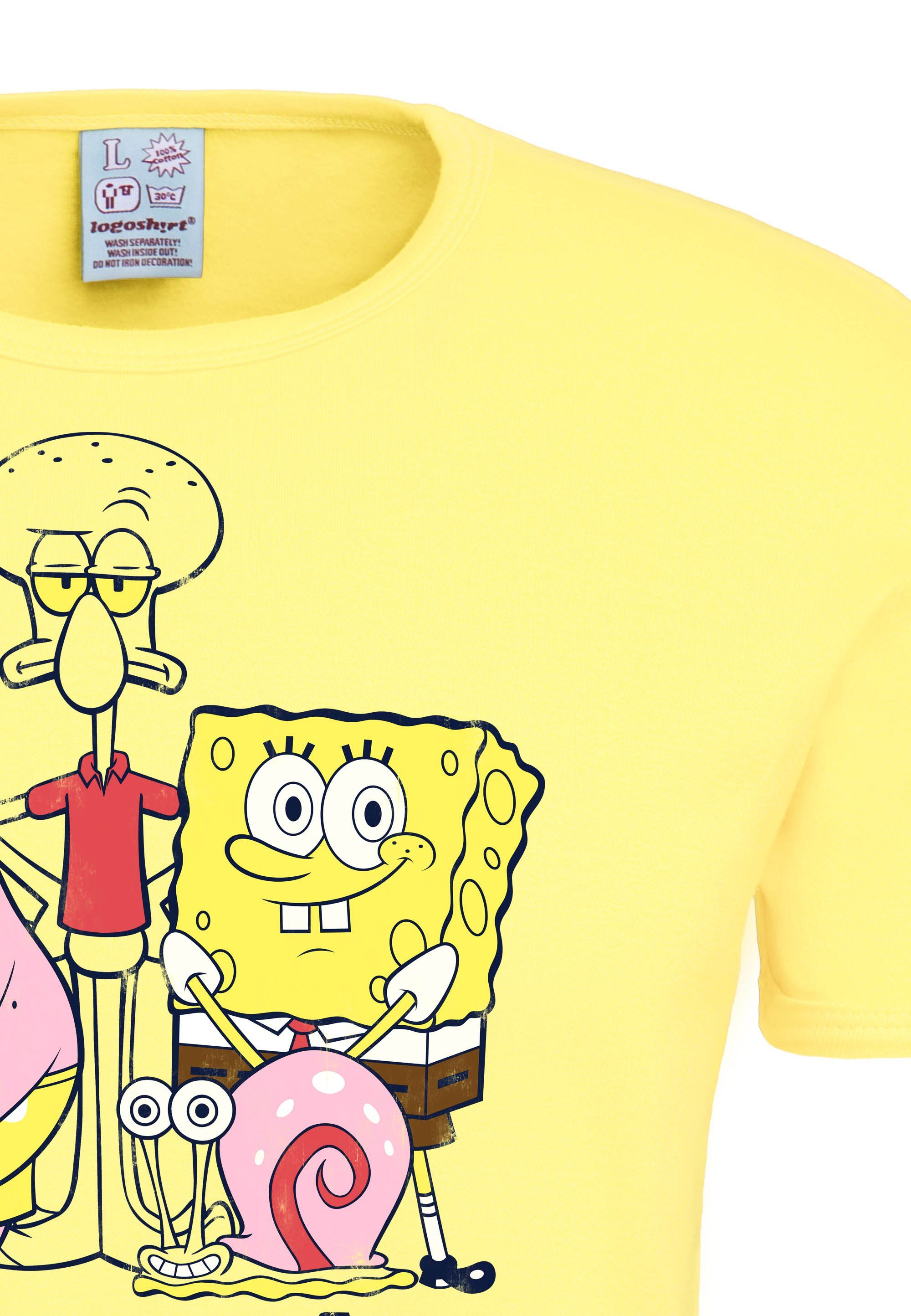 LOGOSHIRT T-Shirt Spongebob Statement-Print mit witzigem