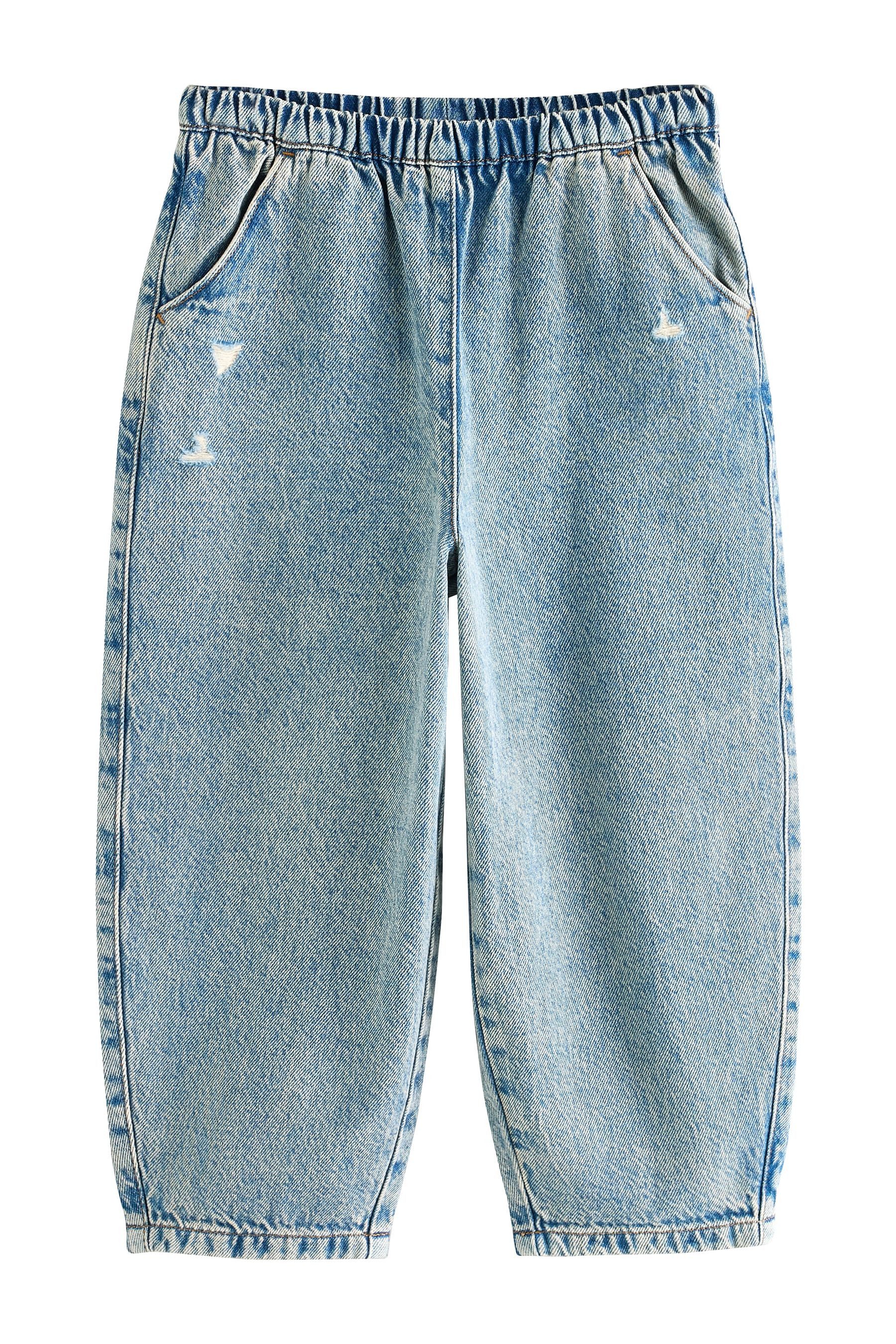 Schlupfjeans Barrel-Jeans mit Gummibund 100 % Baumwolle