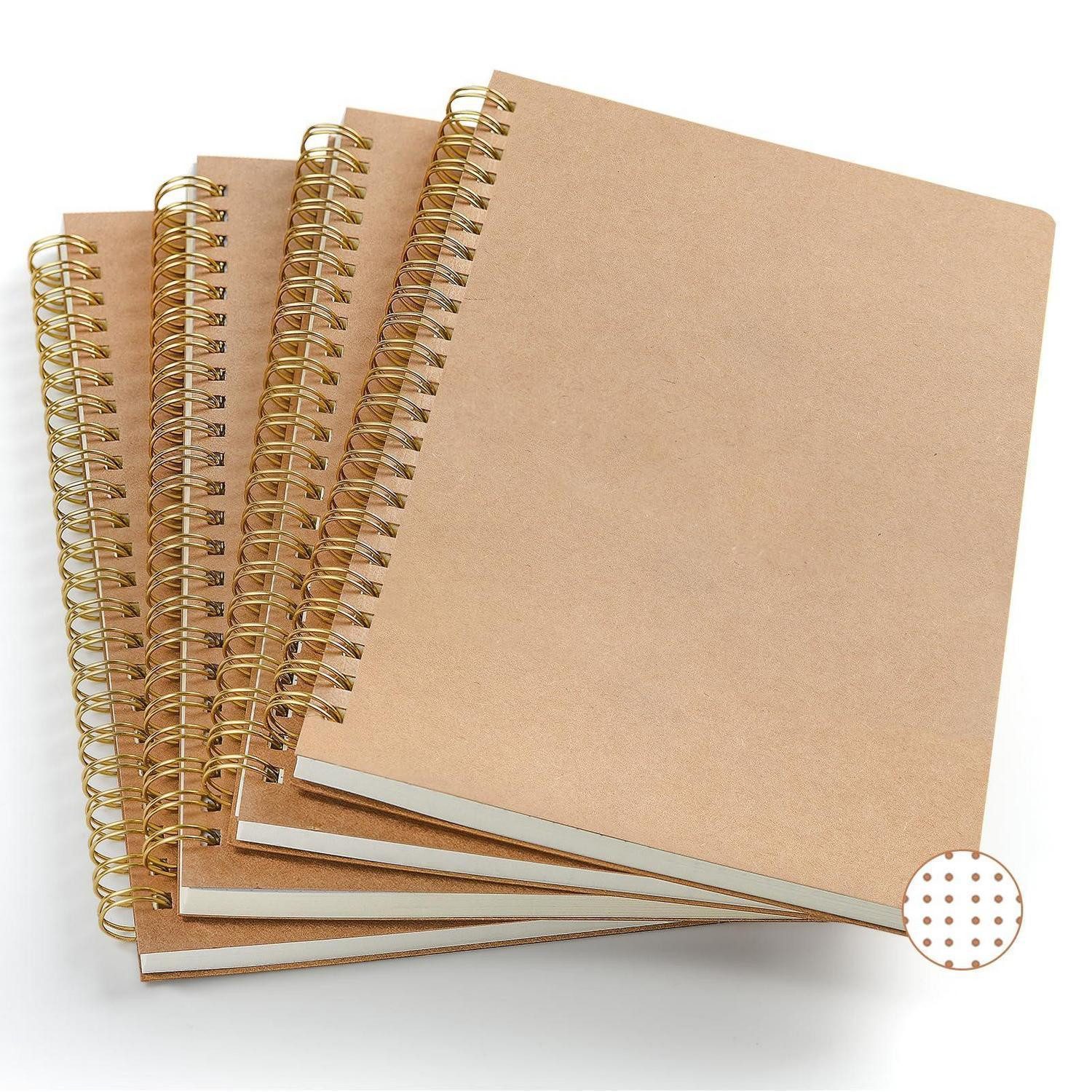 LuxusKollektion Notizbuch Notizbuch A5 Dotted 4er Set gold Spirale