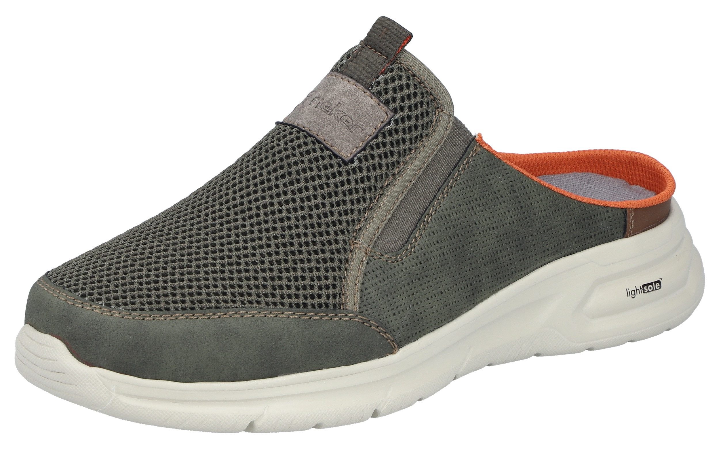 Rieker Clog, Sommerschuh, Hausschuh, Schlupfschuh mit seitlichen Stretcheinsätzen