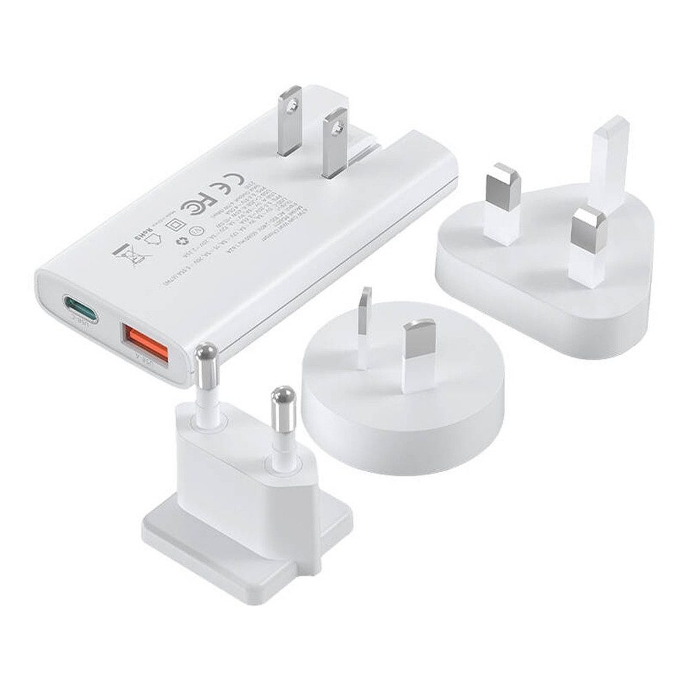 Choetech Schnellladegerät Reiseladegerät Netzteil USB-Ladegerät (3250.0 mA, Spar-Set, 1-tlg., 65 W kompakt, GaN, 65W, klappbarer Stecker, 2 Anschlüsse)