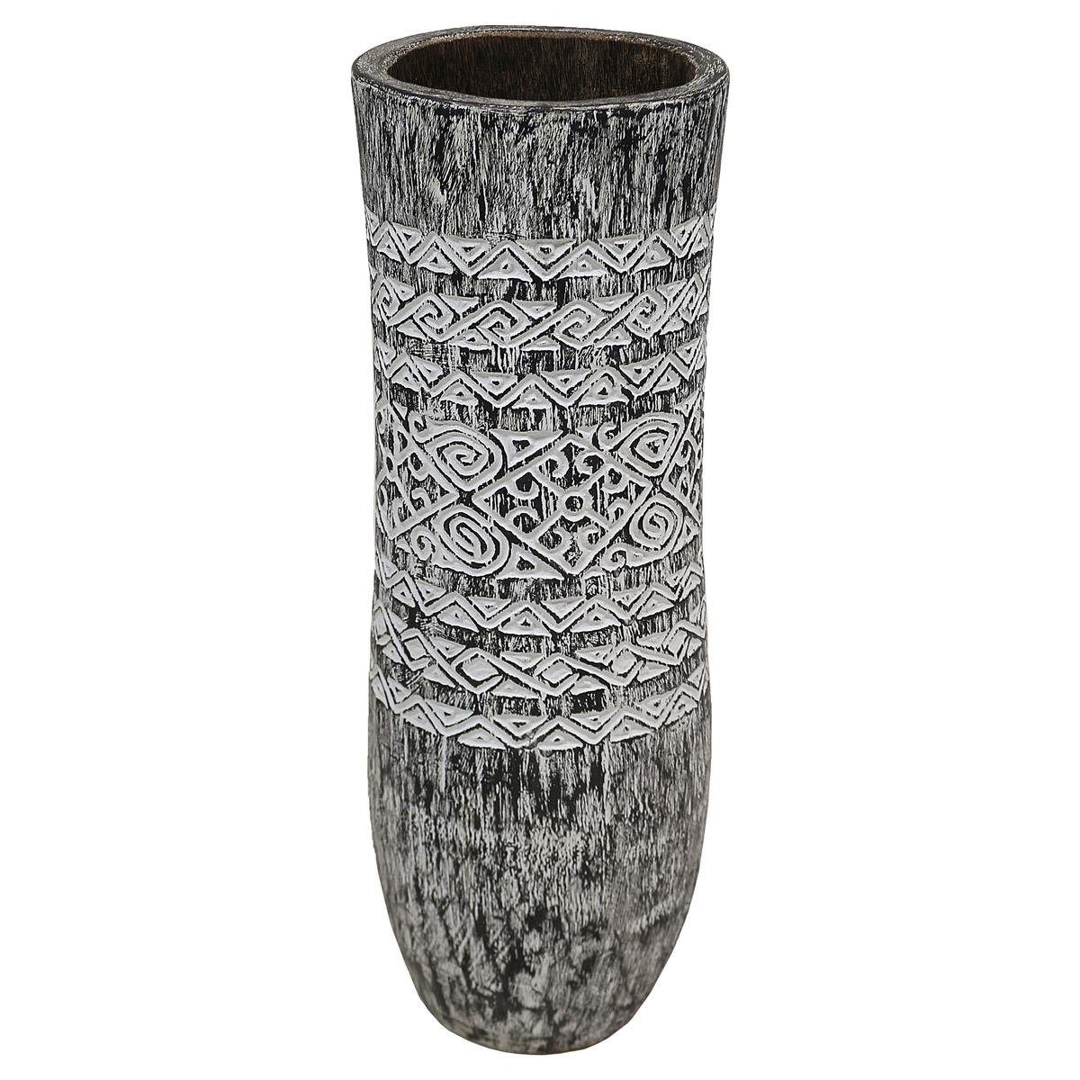 Oriental Galerie Dekofigur Holz Handarbeit 80 x cm in (1 Schnitzerei traditionelle Herstellung Vase im 27 Blumenkübel Nr.6 St), Ursprungsland mit