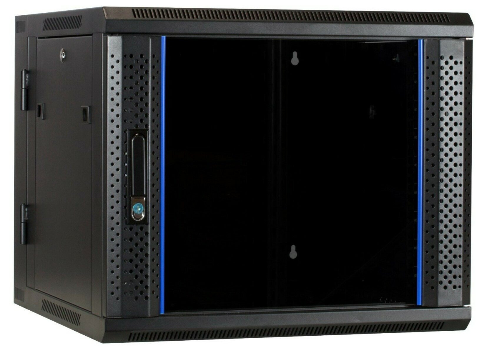 DSIT Wandgehäuse 9 HE Serverschrank, wendbares Wandgehäuse mit Glastür (BxTxH) 600 x, Glas, Schwarz