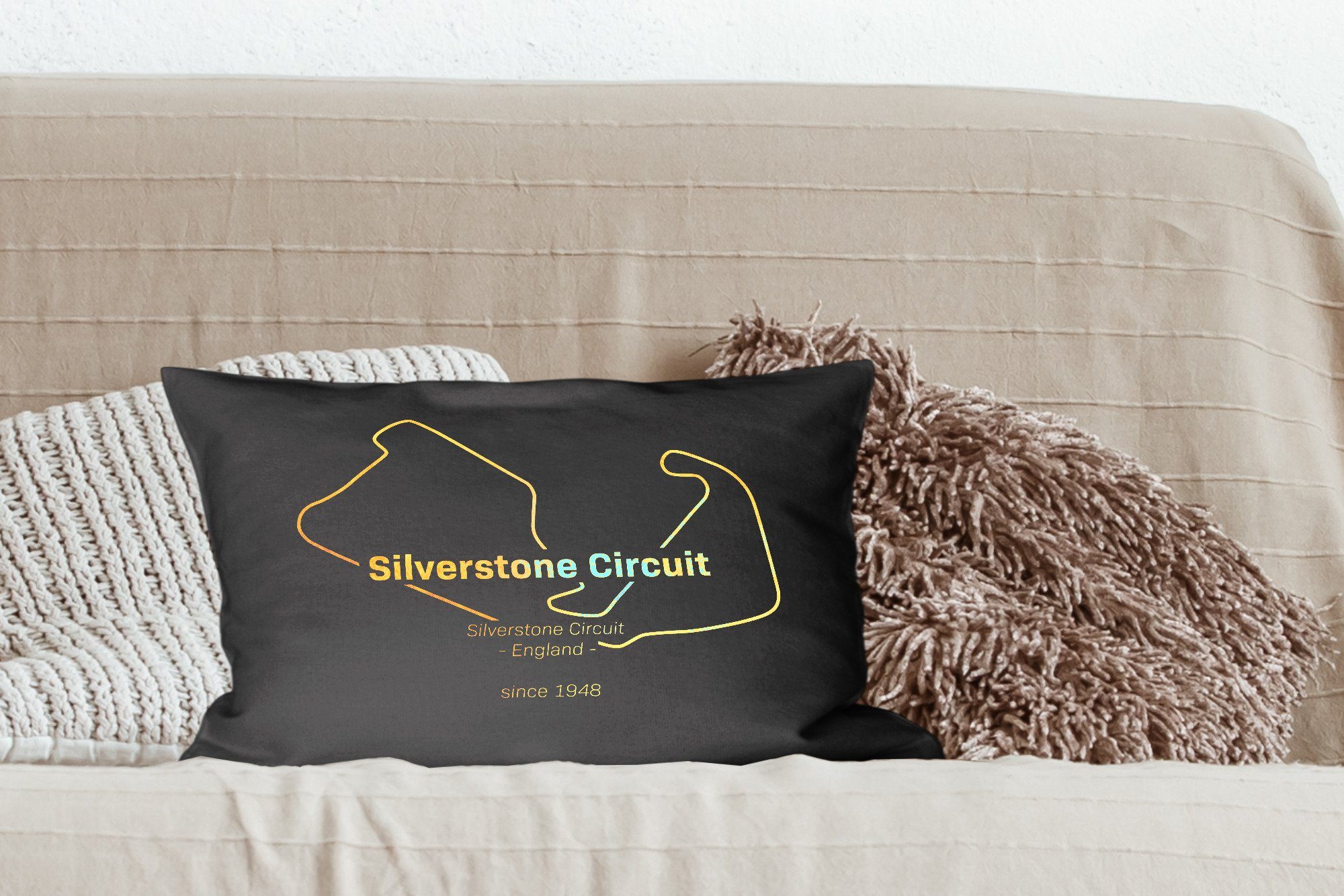 MuchoWow Dekokissen F1 Silverstone Wohzimmer - Dekoration, mit Zierkissen, Schlafzimmer - Dekokissen England, Füllung
