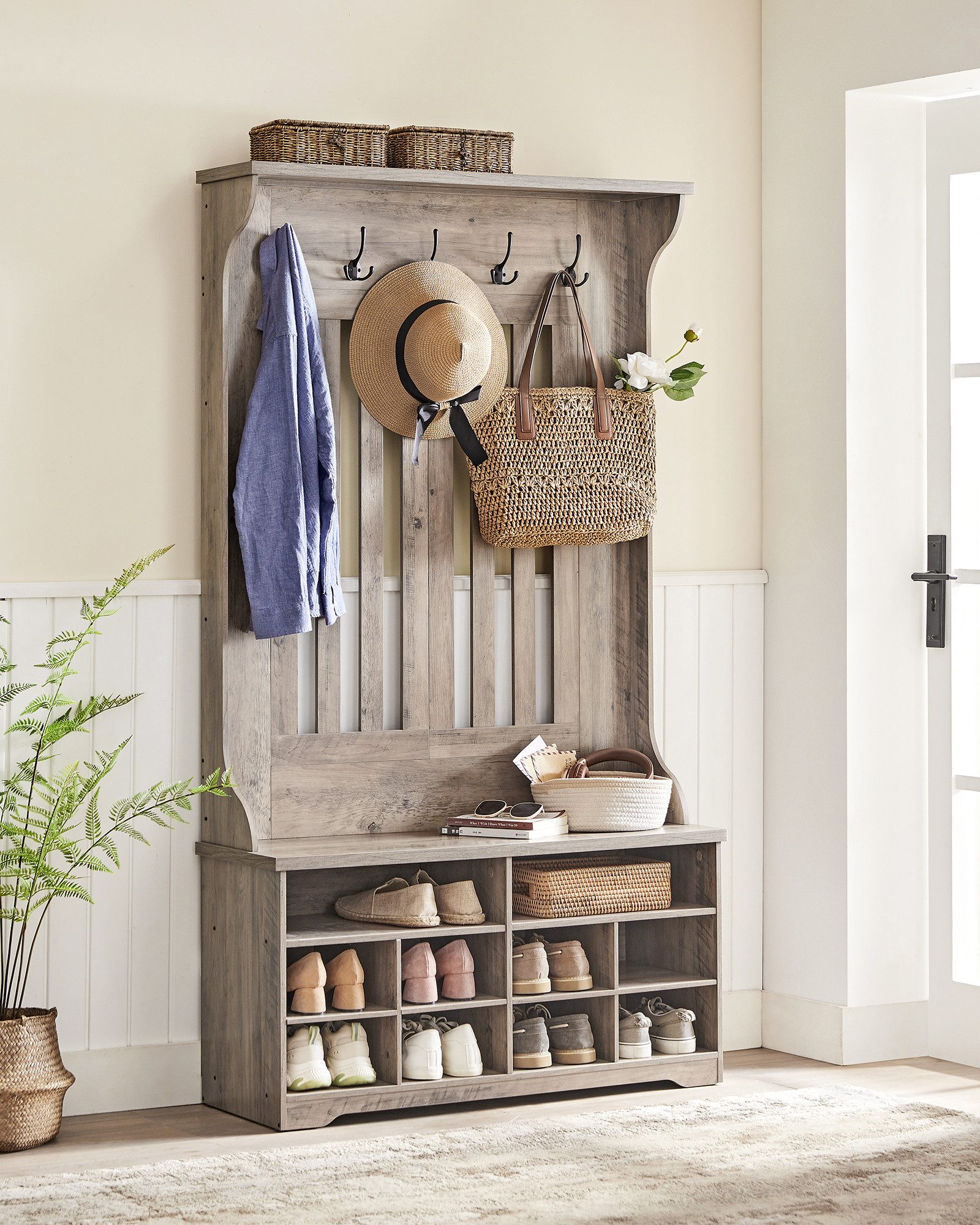 VASAGLE Garderobenständer Garderobe, Garderobenständer mit Schuhbank, Garde günstig online kaufen