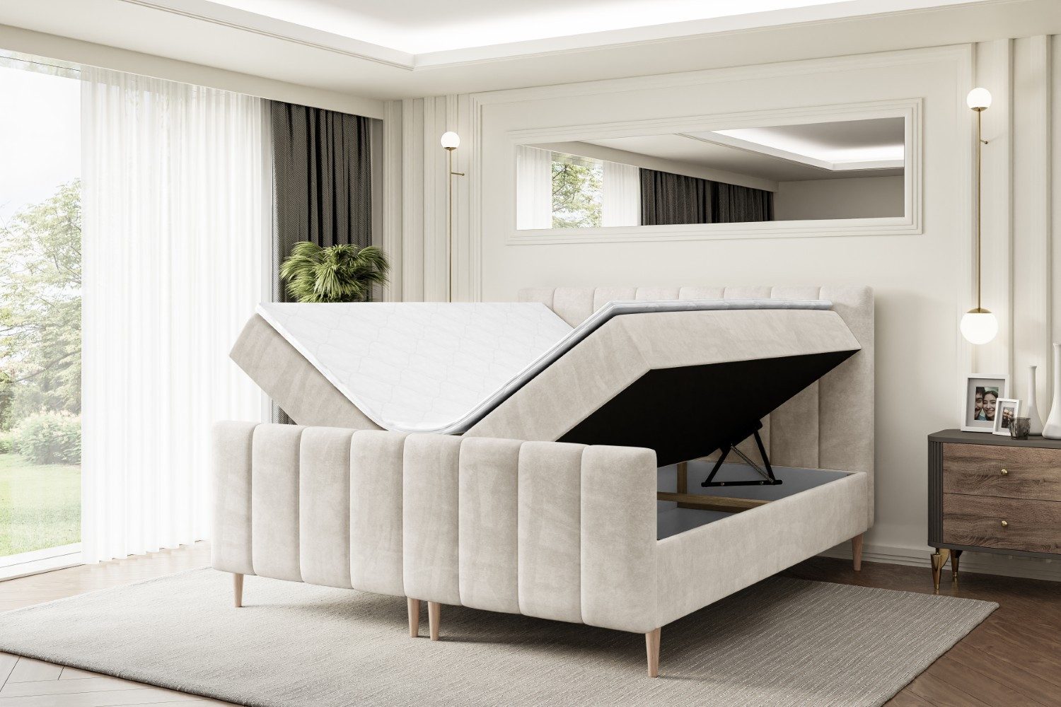ALTDECOR Boxbett OTTA-F-Z (Multipocket-Matratze H4, H3 Matratze Bonellfederung, Topper, Kopfteil)