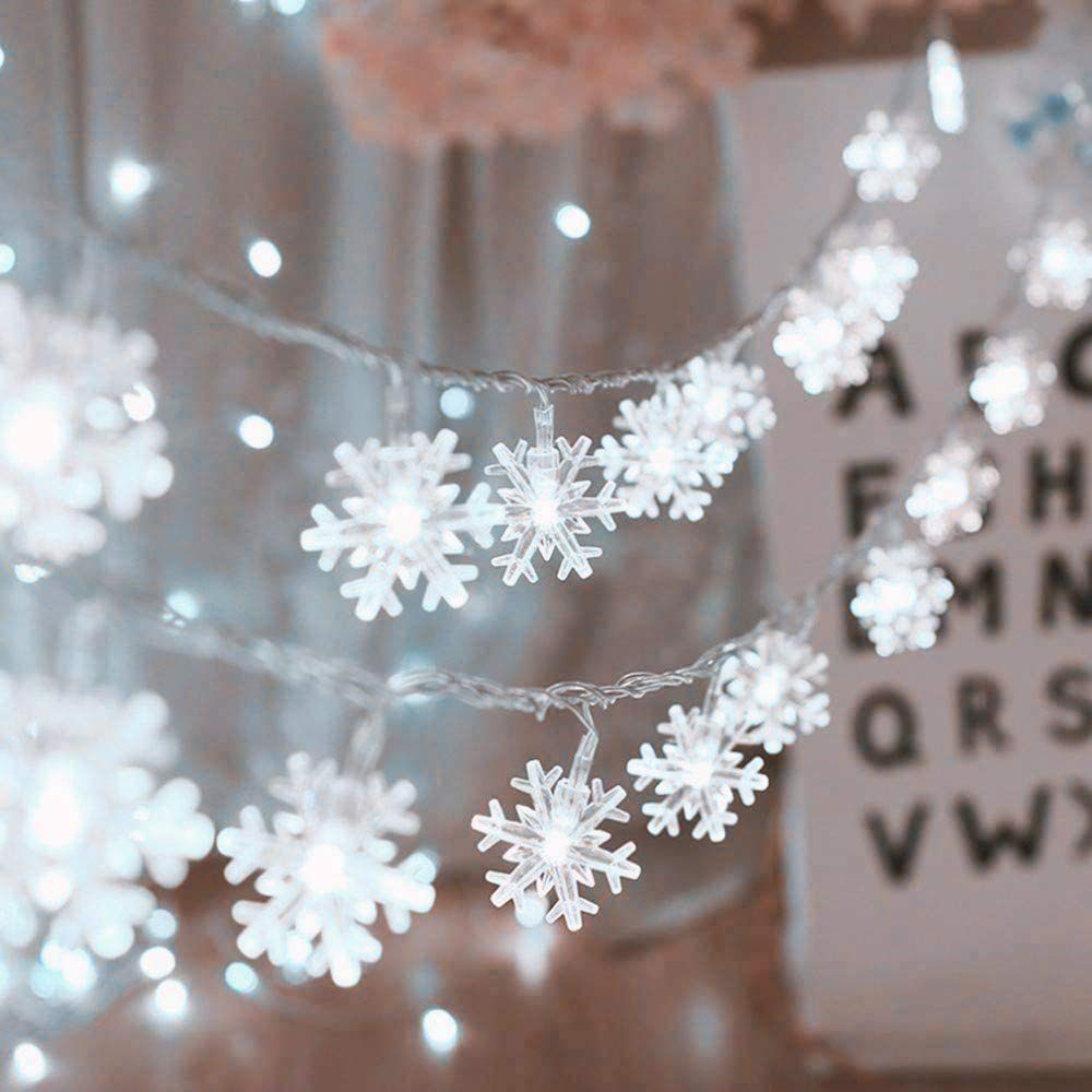 LAPA HOME LED-Lichterkette Weihnachten, hängende Schneeflocken-Lichterkette Schneeflockenlichter, Batteriebetriebene, Christbaumschmuck-Lichter, 3M/6M, Weiß