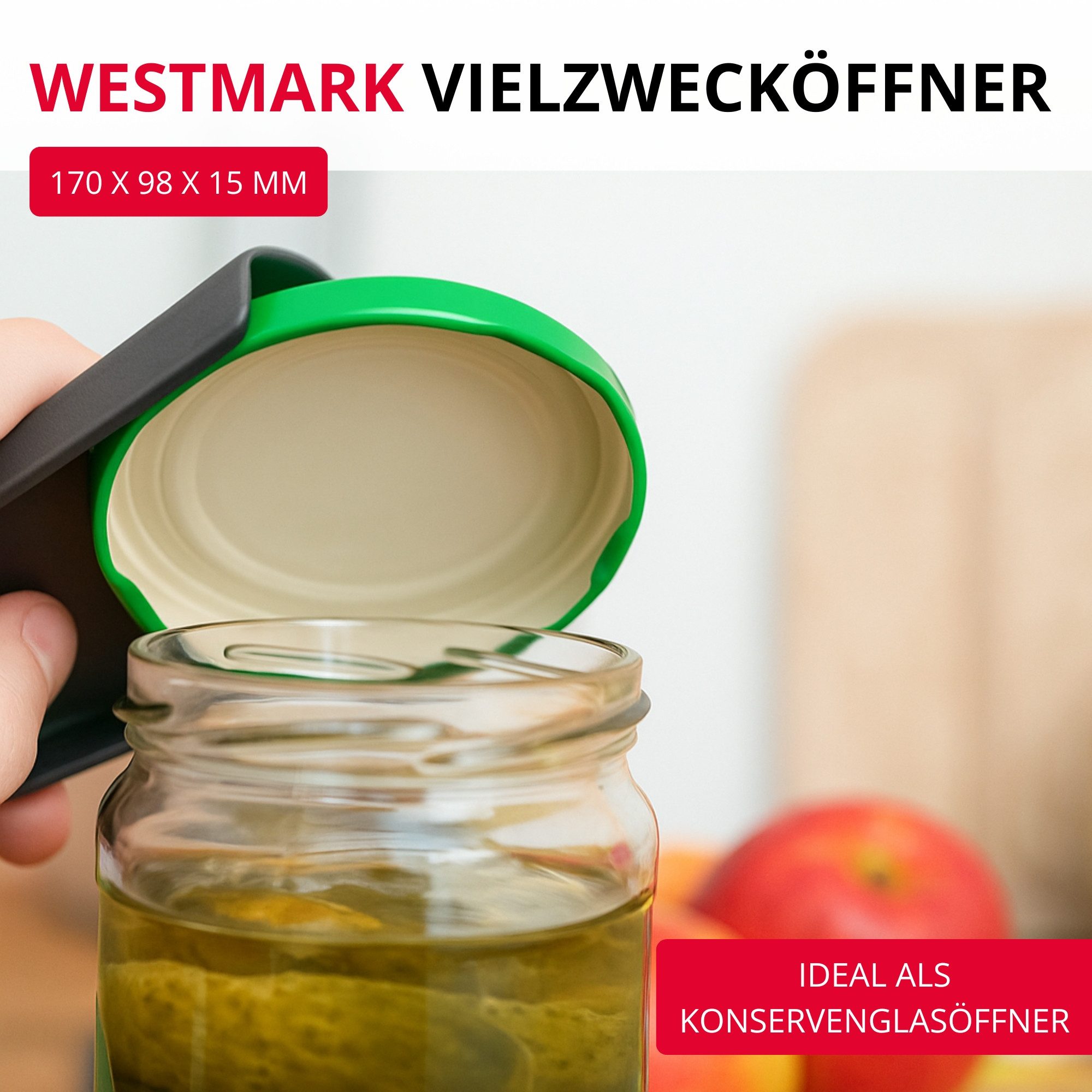 WESTMARK Dosenöffner Twist Black Edition, Öffner für Schraubgläser, Universalöffner, griffige Haptik