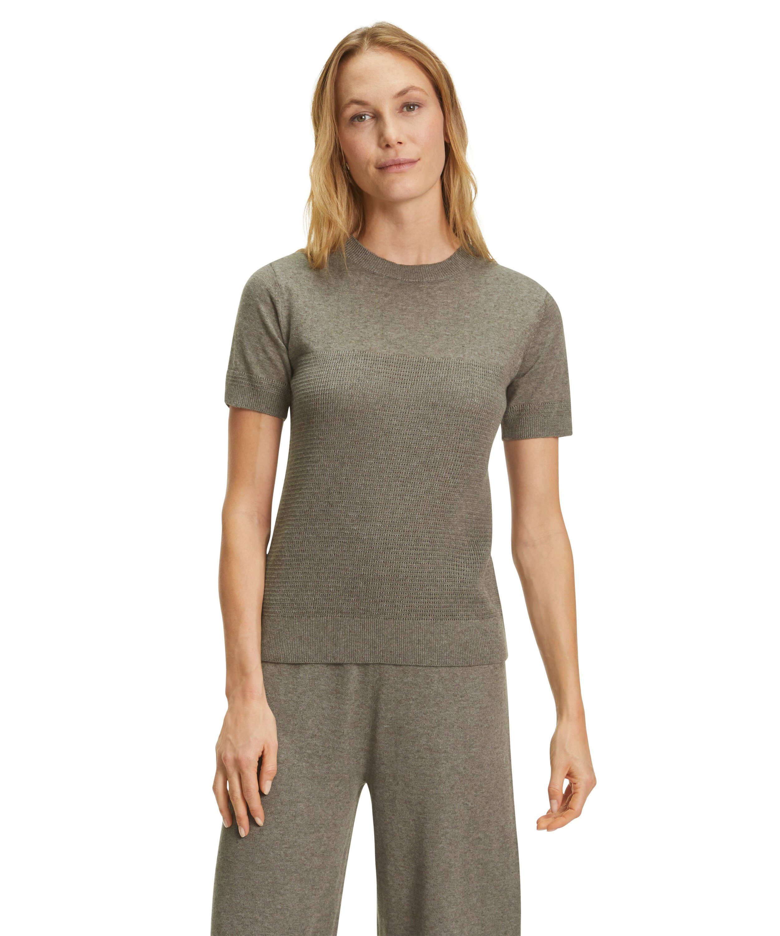 FALKE T-Shirt (1-tlg) mit modischen Strickmustereinsätzen herb (7754)