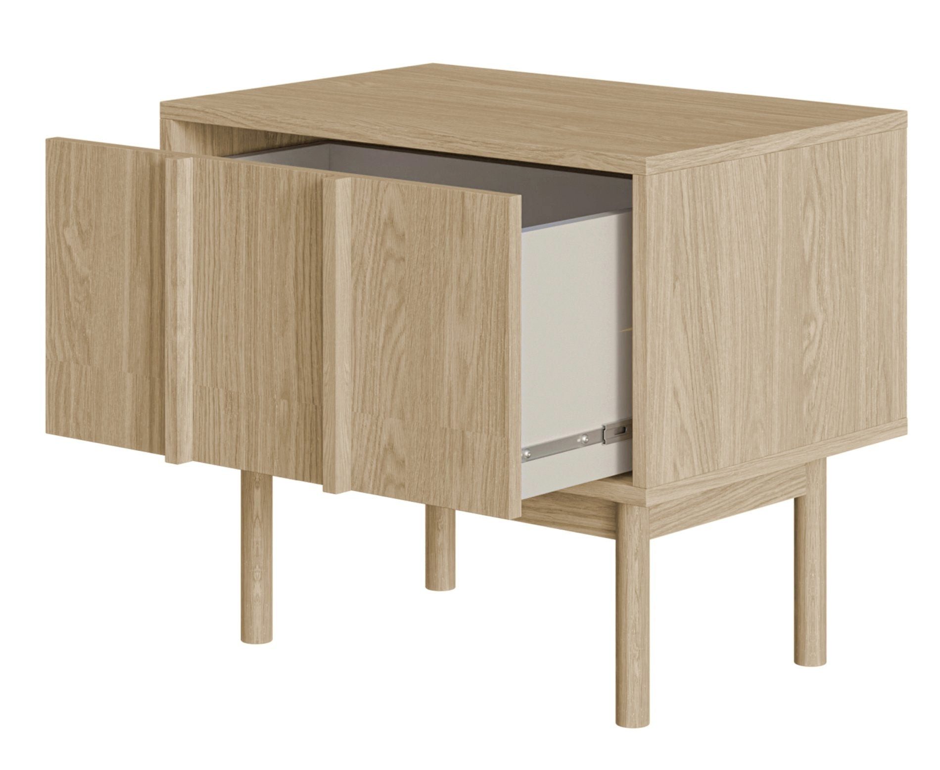 Selsey Nachttisch NEKSTO, mit Schublade und runden Holzbeinen, 58 cm