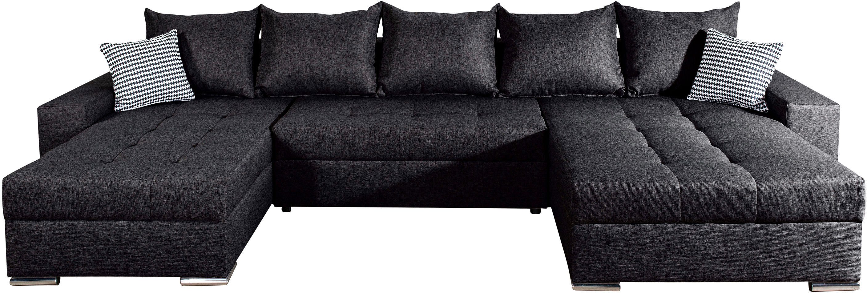 COLLECTION AB Wohnlandschaft Josy XXL U-Form, B: 333 cm, mit 2 Recamieren 77 & 97 cm, Bettfunktion, Bettkasten & 2 Zierkissen, Federkern