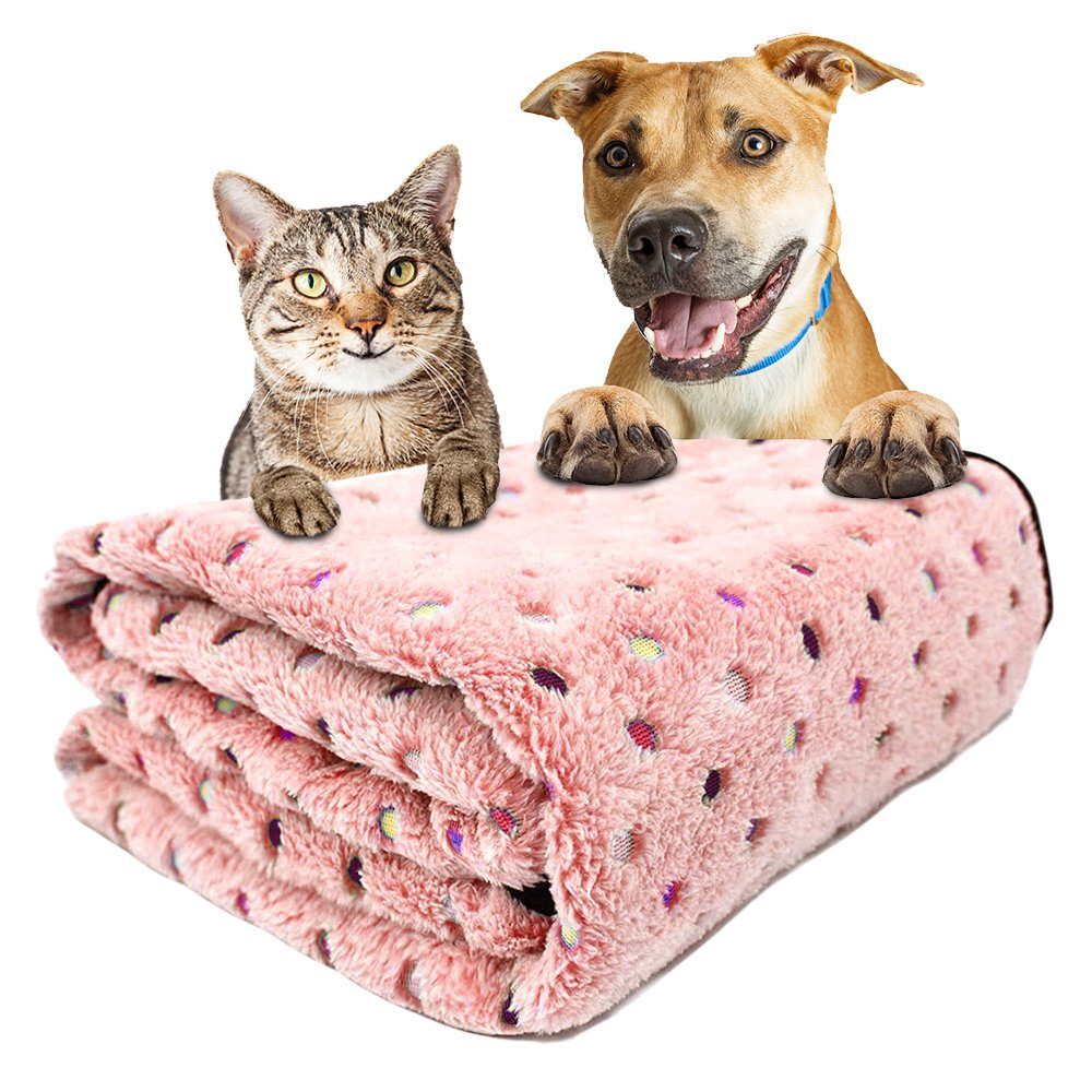 Tagesdecke Flanell, warm und kuschelig, für Haustier Hund Katze, Rosnek, rutschfeste Unterseite Rosa | Tagesdecken