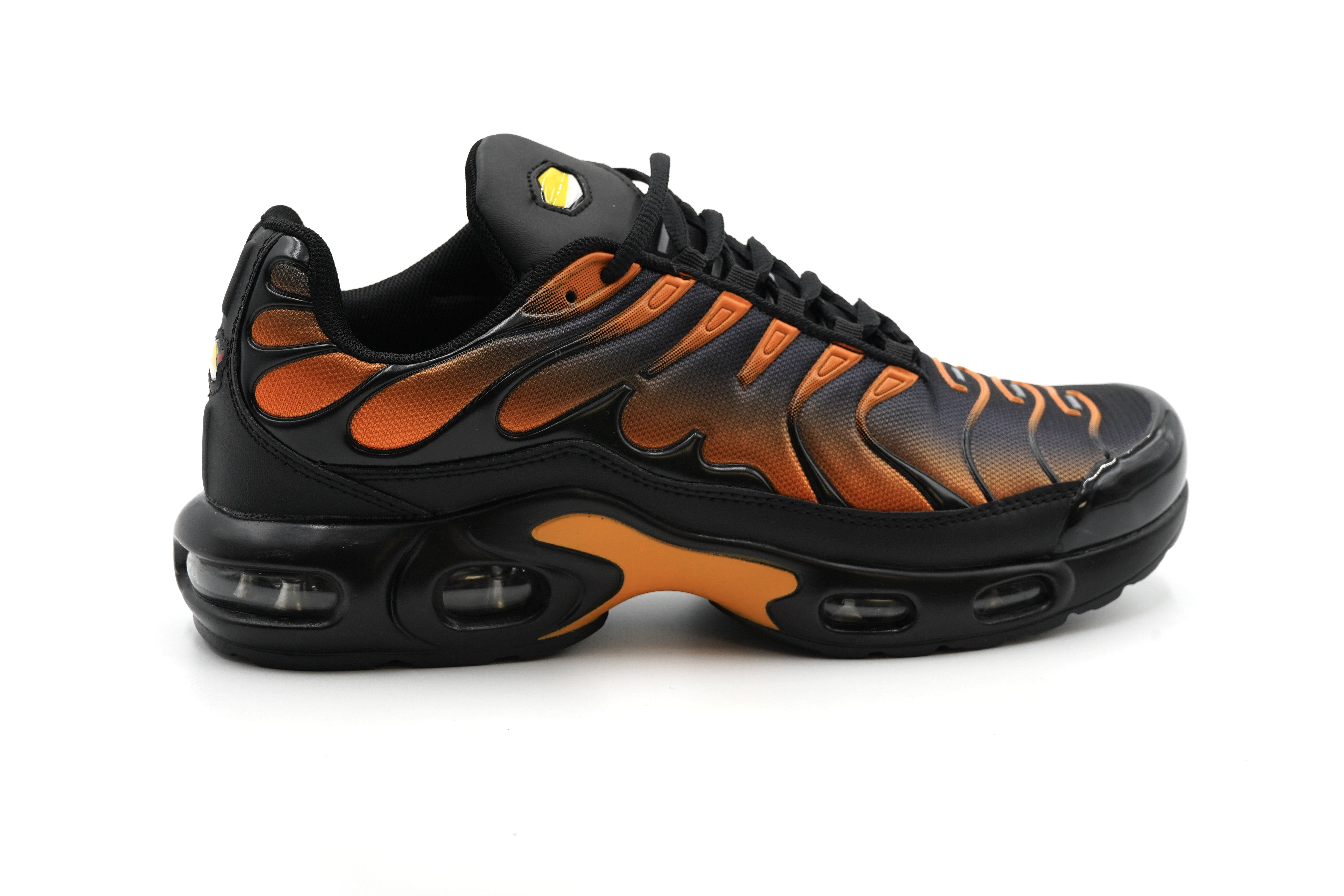 Sonderpostendiscount Herrensneaker H075-7 Black/Orange mit Luftpolster Sneaker