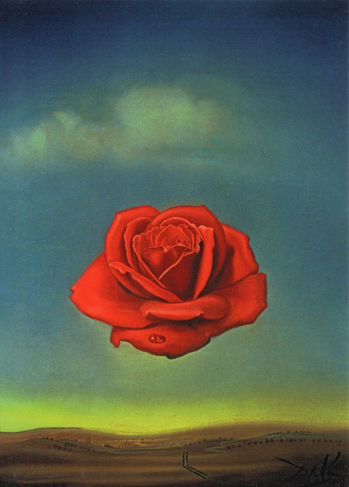 Postkarte "Meditative Salvador Dalí Kunstkarte Rose"