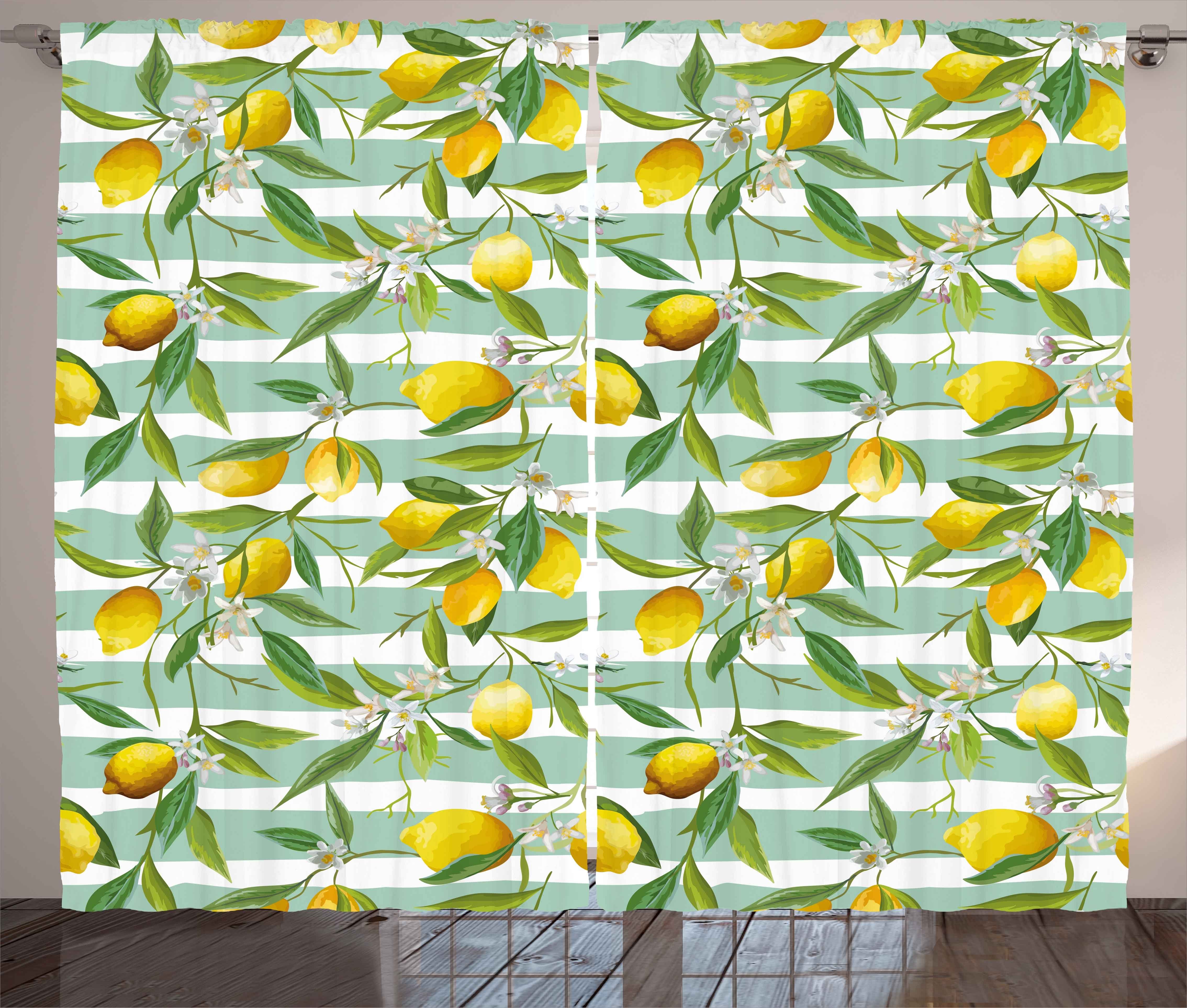 Haken, Kunst Lemon Blooming Vorhang Schlaufen Schlafzimmer Gardine Abakuhaus, Kräuselband Tree und mit