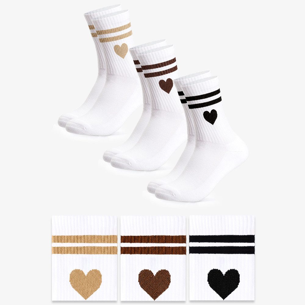 OCCULTO Tennissocken Damen Herz Tennis Socken 3er Pack (Modell: Venus) (3-Paar)