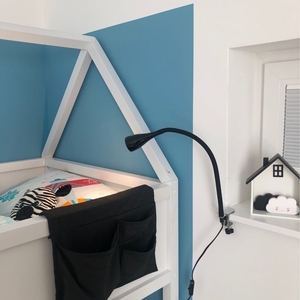 B.K.Licht Tischleuchte LED Klemmleuchte dimmbar flexibel GU10 5W Büro Schreibtisch - BKL1079, LED wechselbar, 3000K - Warmweiß, Tischlampe schwarz Schnurschalter 60cm Leselampe Arbeitszimmer Regal