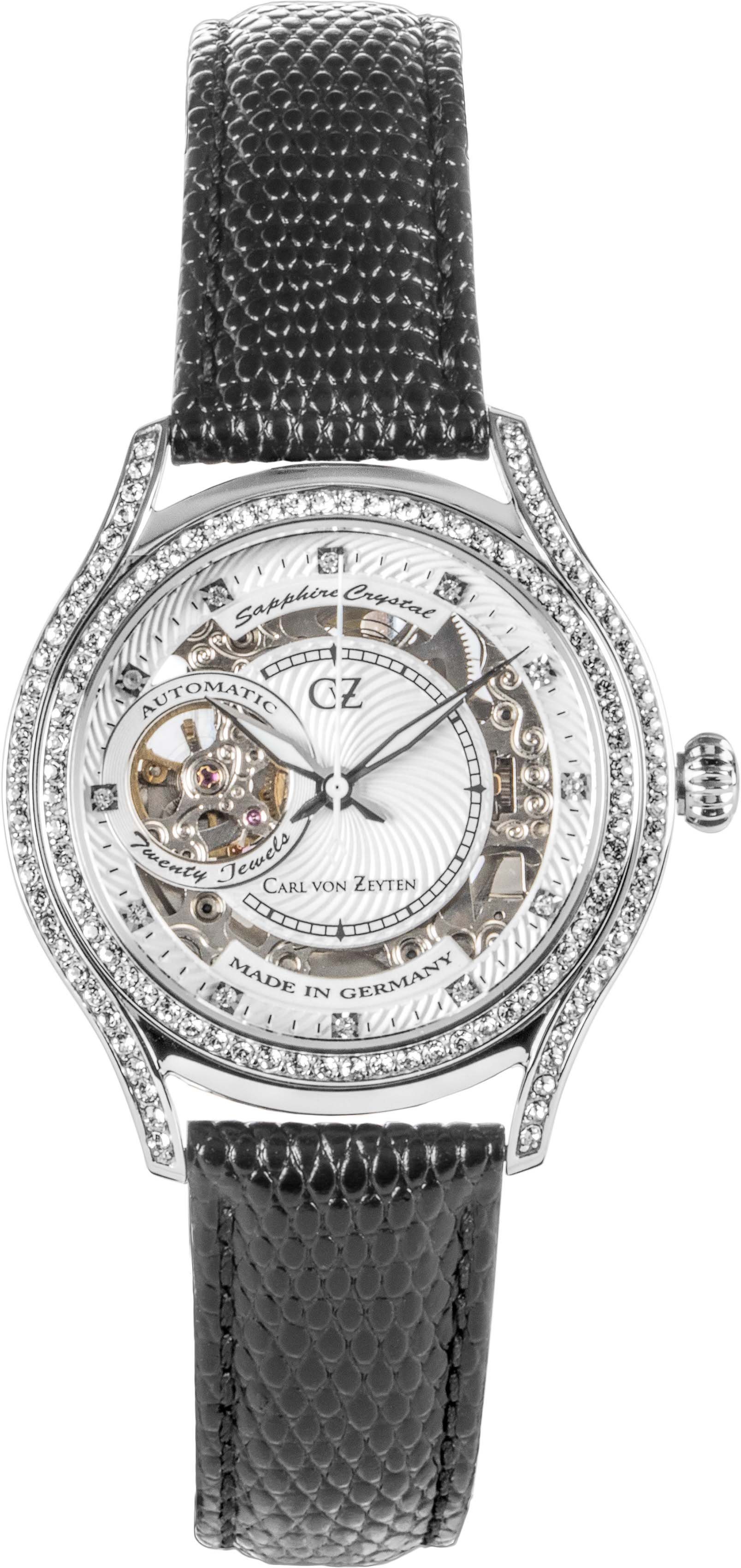 Carl von Zeyten Automatikuhr Seewald, CVZ0069WHS, Armbanduhr, Damenuhr, Saphirglas, Made in Germany, Mechanische Uhr