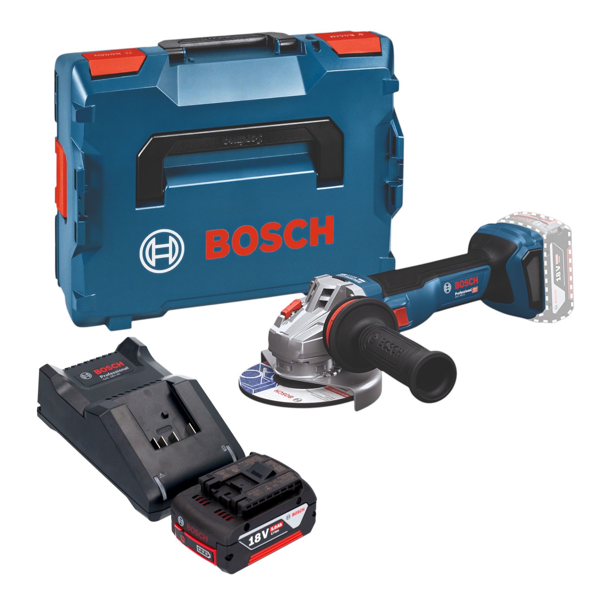 Bosch Professional Akku-Winkelschleifer GWS 18V-11 Professional 18 V 125 mm Brushless + 1x Akku 5,0 Ah