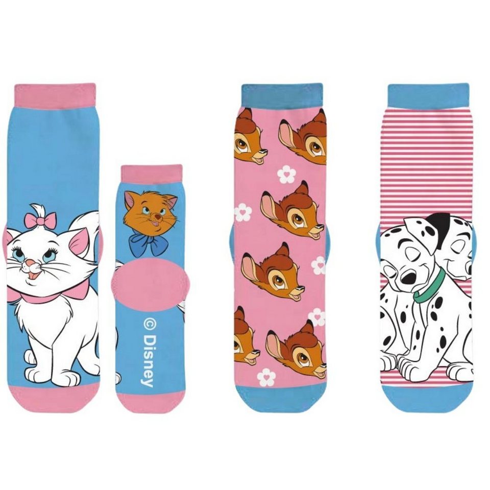 Disney Socken Aristocats, Bambie und 101 Dalmatians (3-Paar) Lange Socken  für Mädchen Gr. 23-34