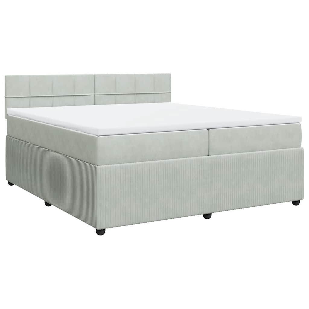 Bett Boxspringbett mit Matratze Hellgrau 200x200 cm Samt