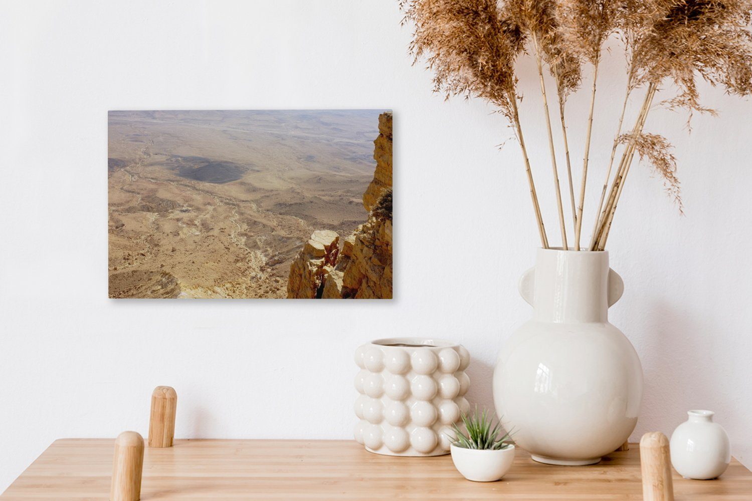 OneMillionCanvasses® Leinwandbild Luftaufnahme Wüste der St), Makhtesh Leinwandbilder, (1 Aufhängefertig, 30x20 in cm Wandbild Wanddeko, Ramon