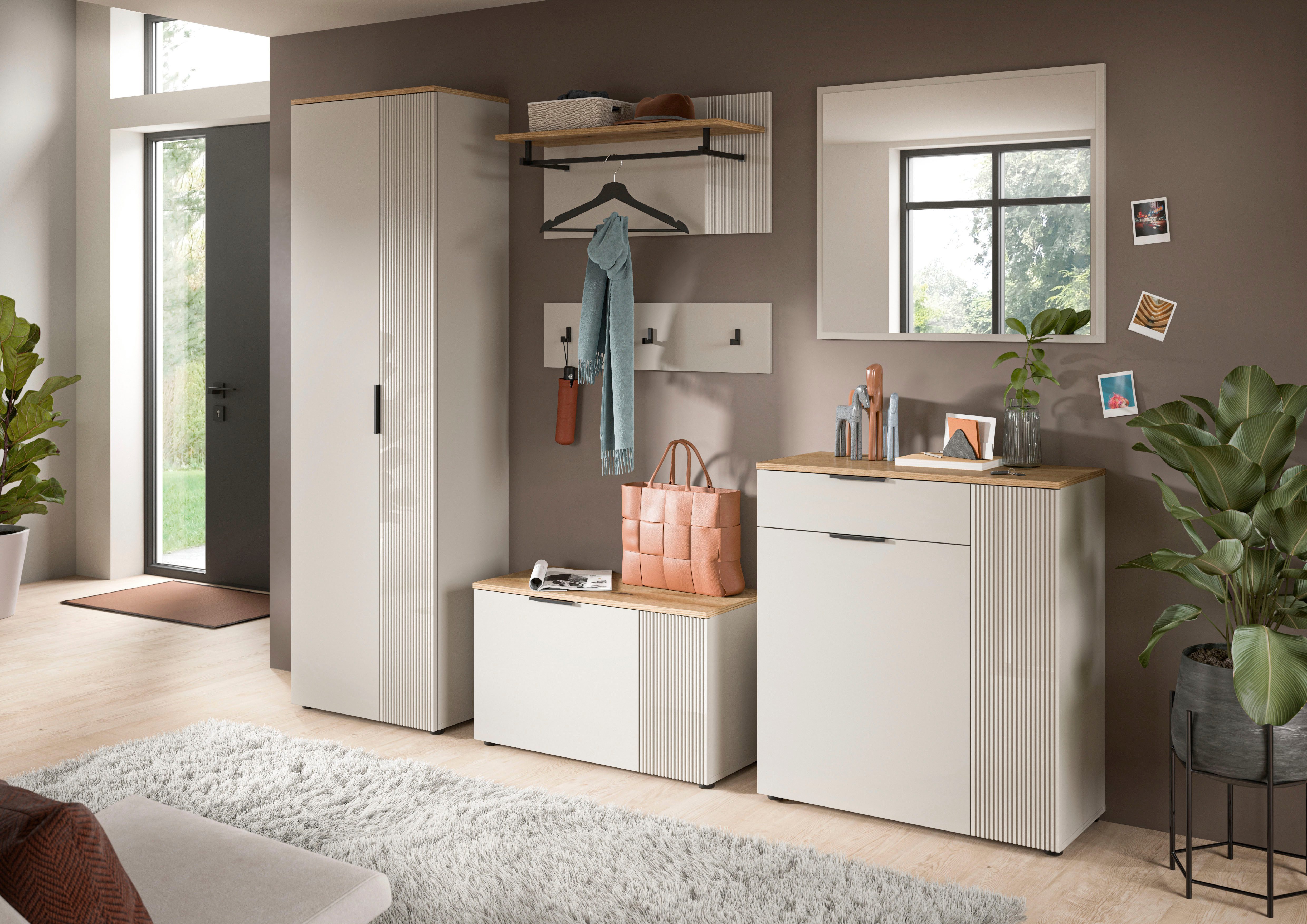 Home affaire Garderobenschrank EDIL, Höhe 190cm, 2 Türen, 5 Böden, 6 Fächer (moderne Farbkombination, Platz für ca. 18 Paar Schuhe) Kleiderschrank, Flurschrank, – Bild 5 von 5