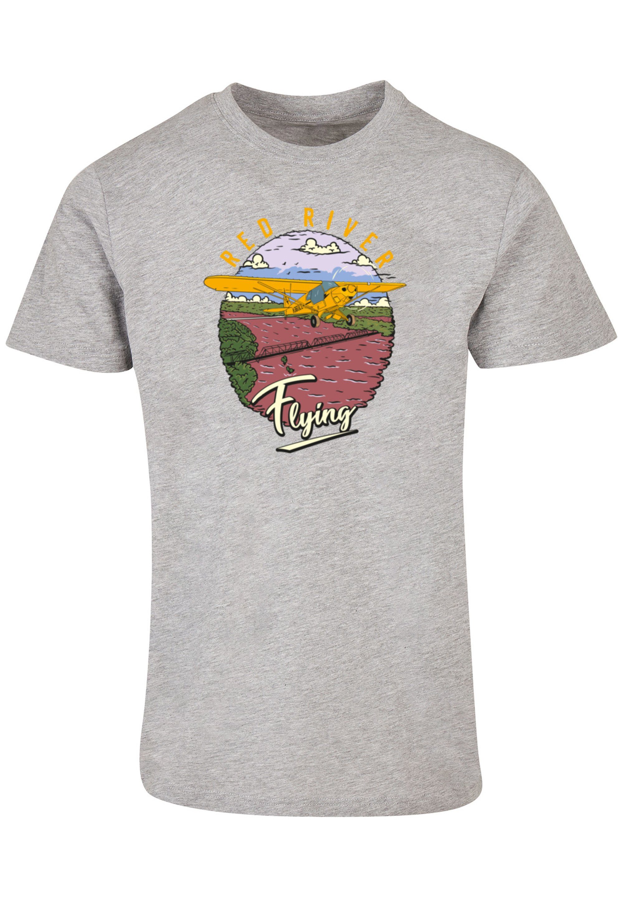 F4NT4STIC T-Shirt Red heather grey Flying Print River