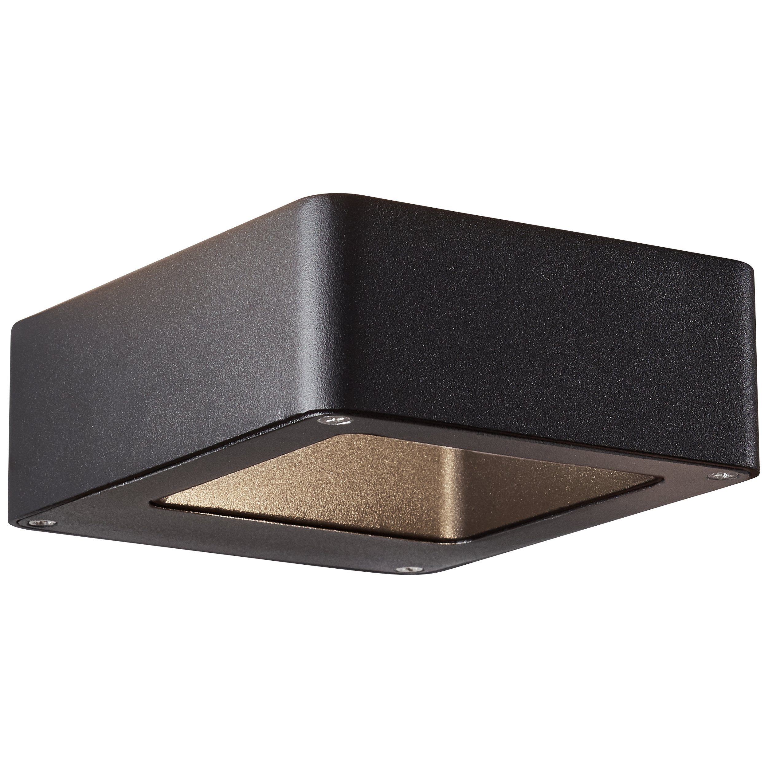 Brilliant Außen-Wandleuchte Golda, LED fest integriert, Warmweiß, 5 x 12 x 15 cm, up/down Light, 660 lm, warmweiß, Metall/Glas, schwarz