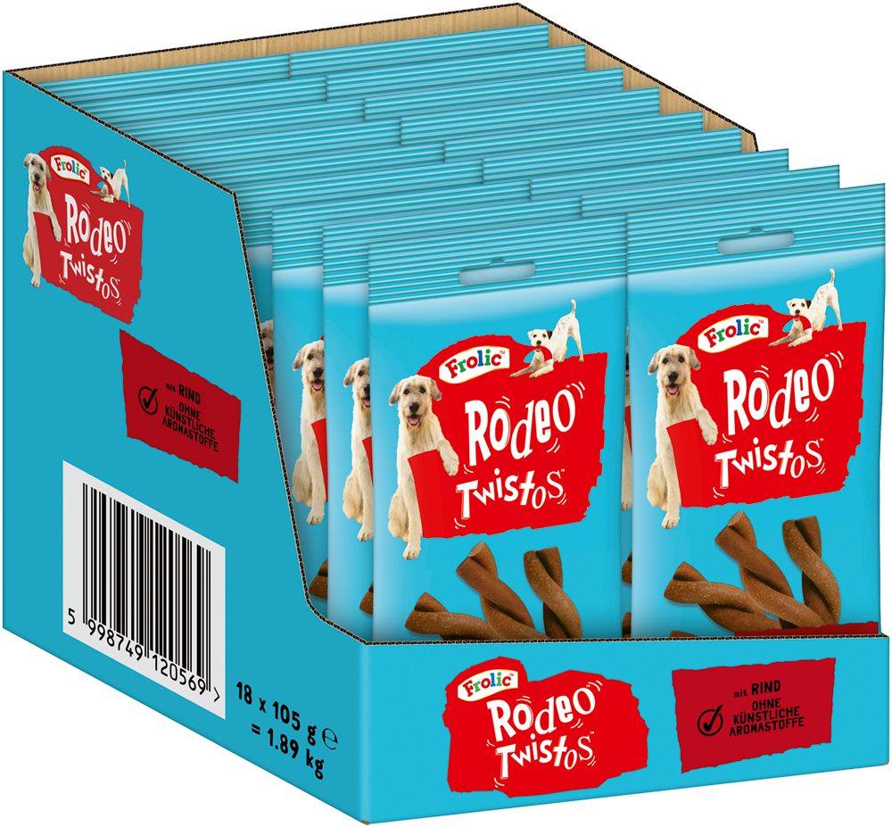 Frolic FROLIC™ RODEO™ TWISTOS™ Beutel Rind 18 x 6 Stück, Snack für: Hunde