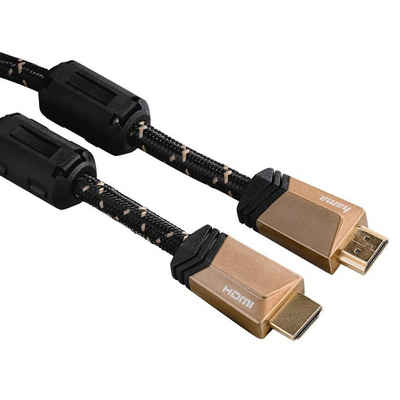 Hama »Premium HDMI™-Kabel mit Ethernet Stecker-Stecker Ferrit Metallstecker« HDMI-Kabel, (750 cm), - Bandbreite: 600 MHz - Datenübertragungsrate: 18 Gbit/s - Bildwiederholfrequenz: 24 Hz/25 Hz/30 Hz/50 Hz/60 Hz - Max. Auflösung: 4k (4096 x 2160) - Zusatzfunktionen: 3D-Übertragung, HDMI™ Ethernet Kanal (HEC), HDTV-tauglich