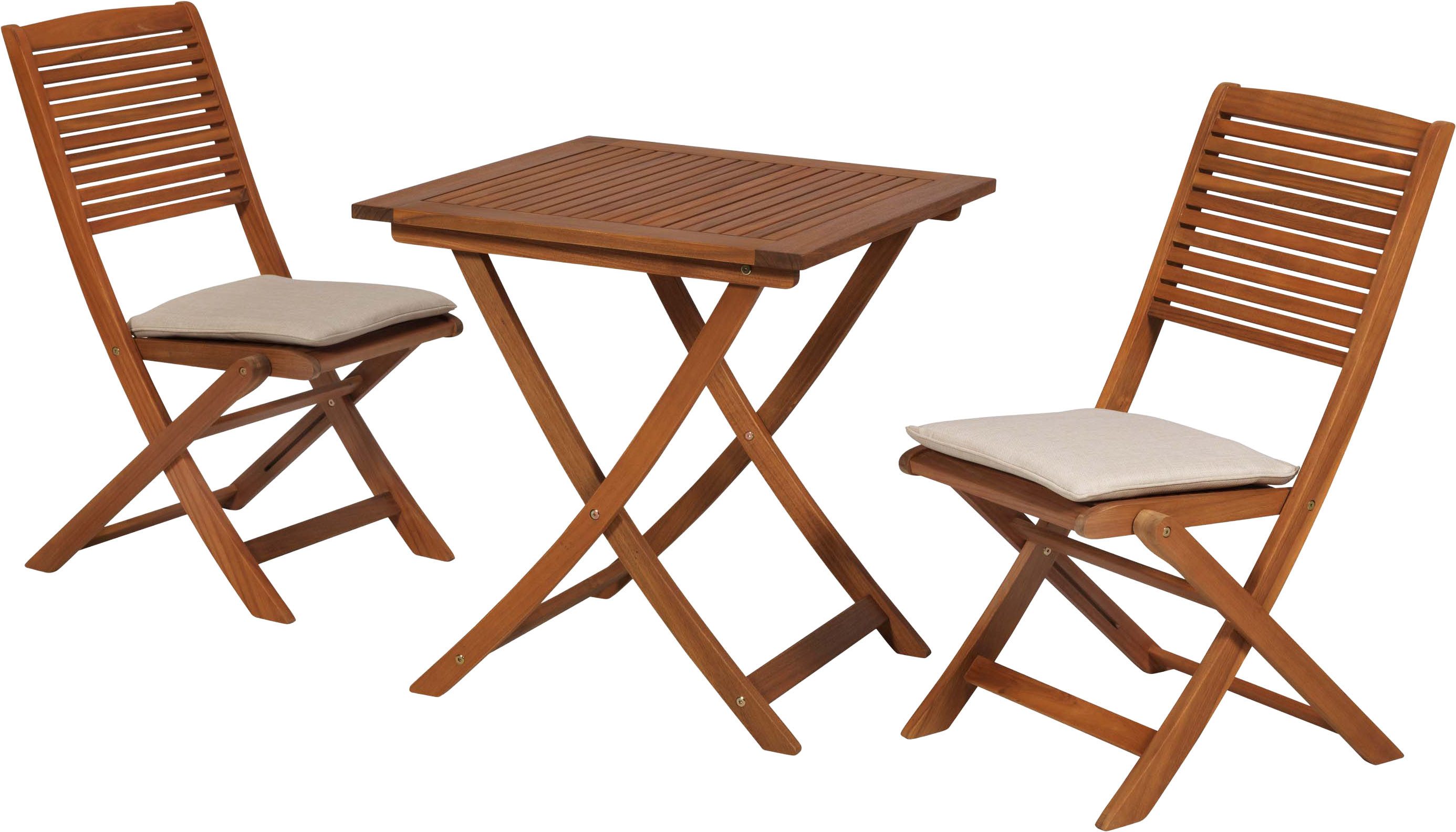 MERXX Balkonset Bali, (Set, 5-tlg), inkl. 2 Klappstühle, 2 Sitzkissen, 1 Klapptisch