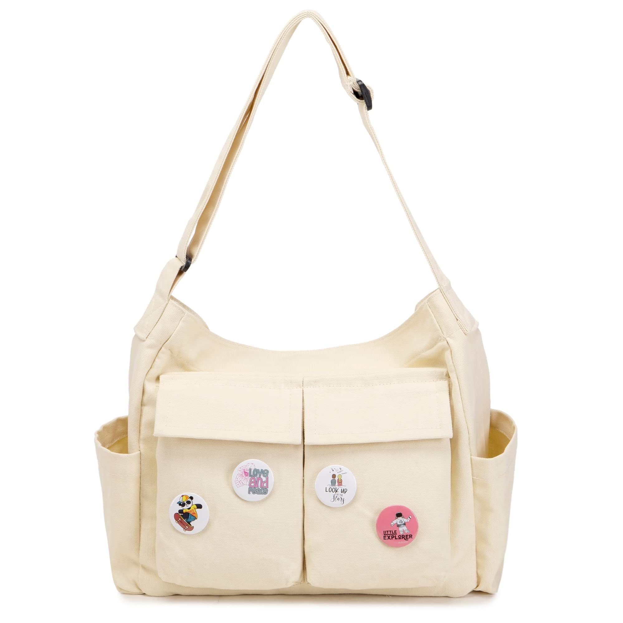 AquaBreeze Umhängetasche Canvas Messenger Bag (Große Hobo Crossbody Bag), Mit mehreren Taschen Schulter Tote Bag für Frauen und Männer