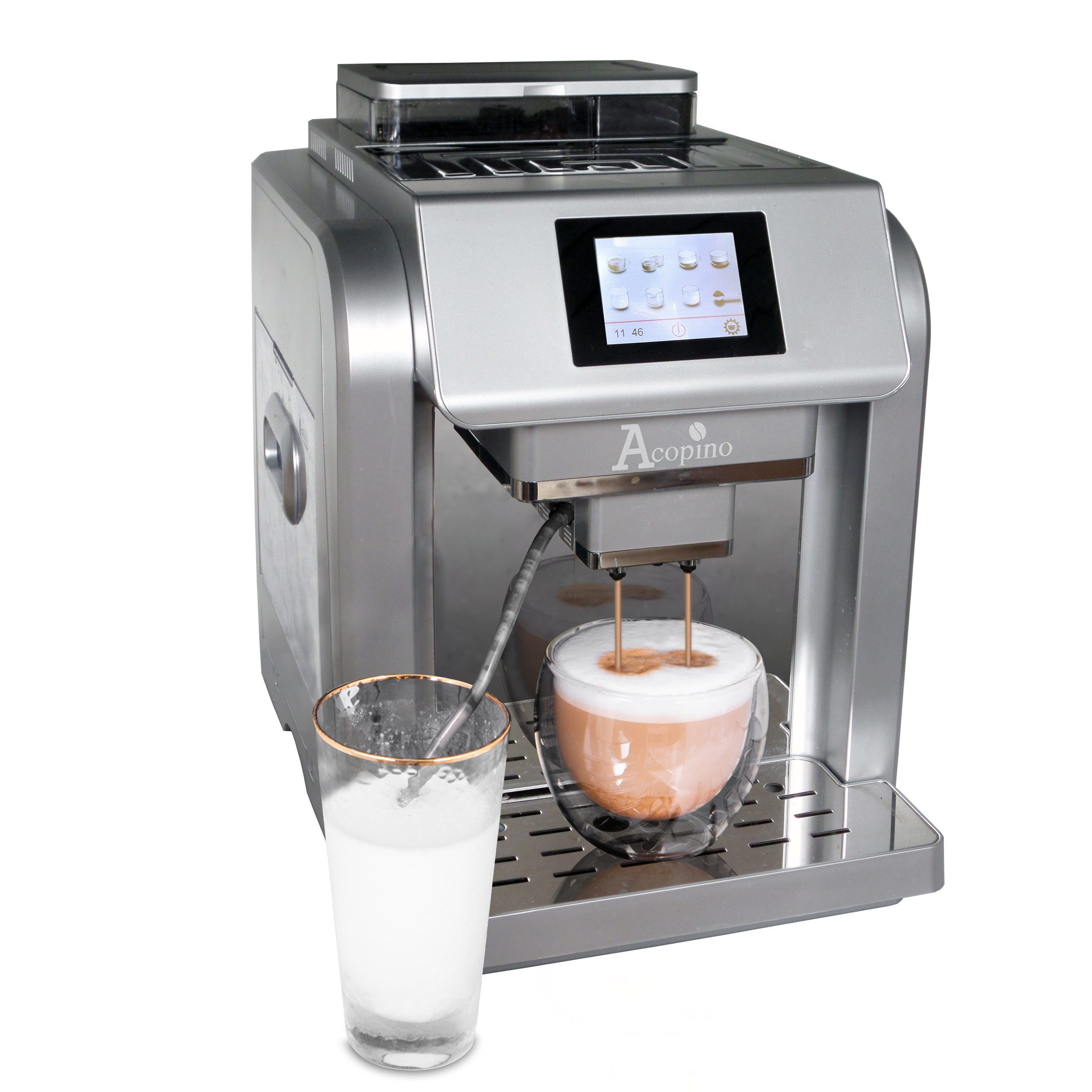 Acopino Besonders Kaffeeherstellung Touch, One einfache Silber One-Touch-Bedienung durch Monza Kaffeevollautomat