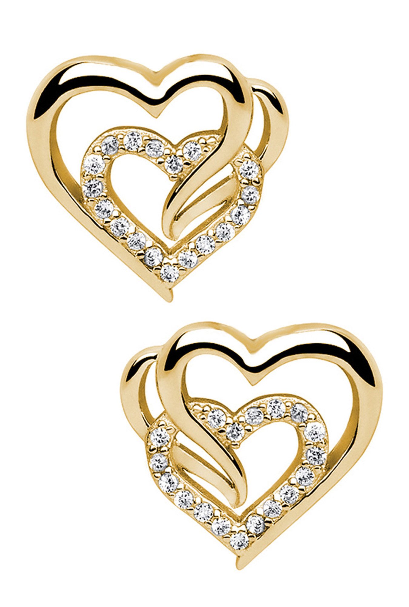 Limana Paar Ohrstecker Ohrringe 925 Sterling Silber Herz goldene Herzohrringe für jeden Tag (inkl. Geschenkdose), Liebesgeschenk Liebe Geschenk für Frauen Damen Ehefrau Freundin Mutter