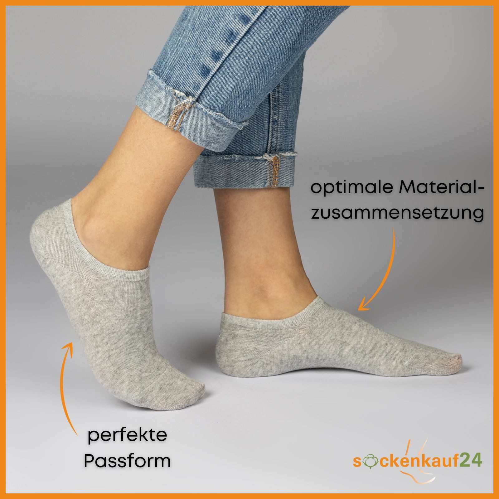 sockenkauf24 Sneakersocken 20 Paar Füßlinge Damen&Herren mit Silikon tief ausgeschnitten