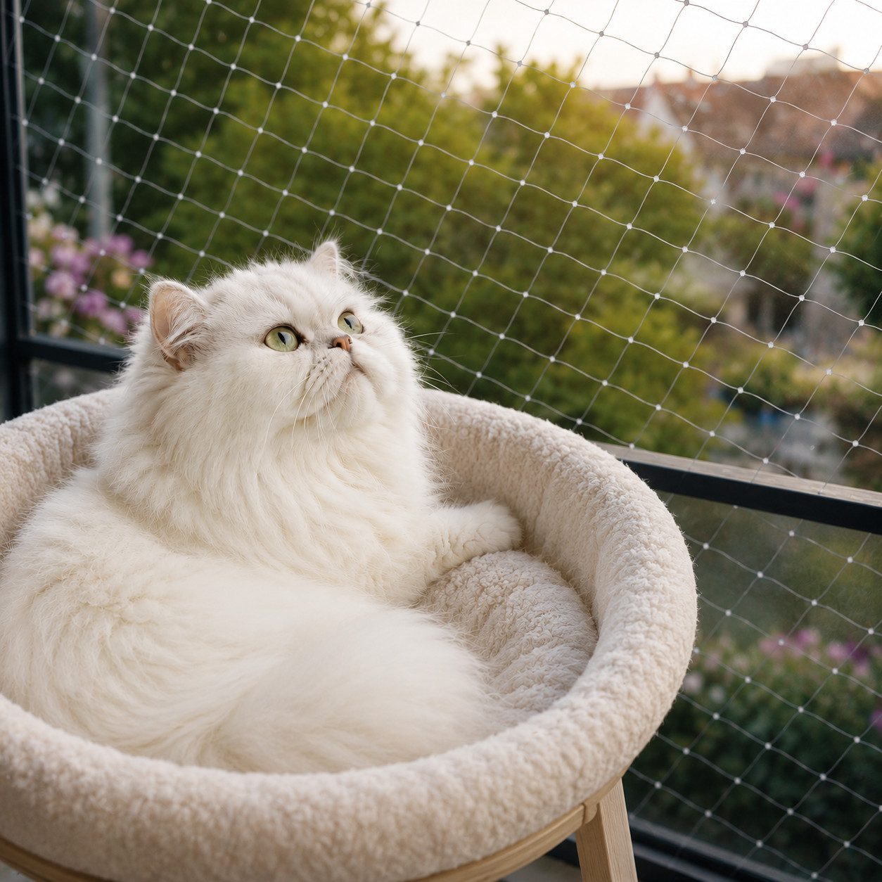 belviona Schutznetz für Katzen, sicher auf Balkon & Terasse, transparent 3x4 m, BxL: 4x3 m, (1-St), Balkonschutznetz mit Zubehör, UV-beständig, zuschneidbar & langlebig