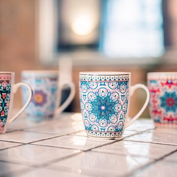Flanacom Tasse Kaffeetasse Keramikim Boho Design - feiner Druck, Keramik, orientalisches Design