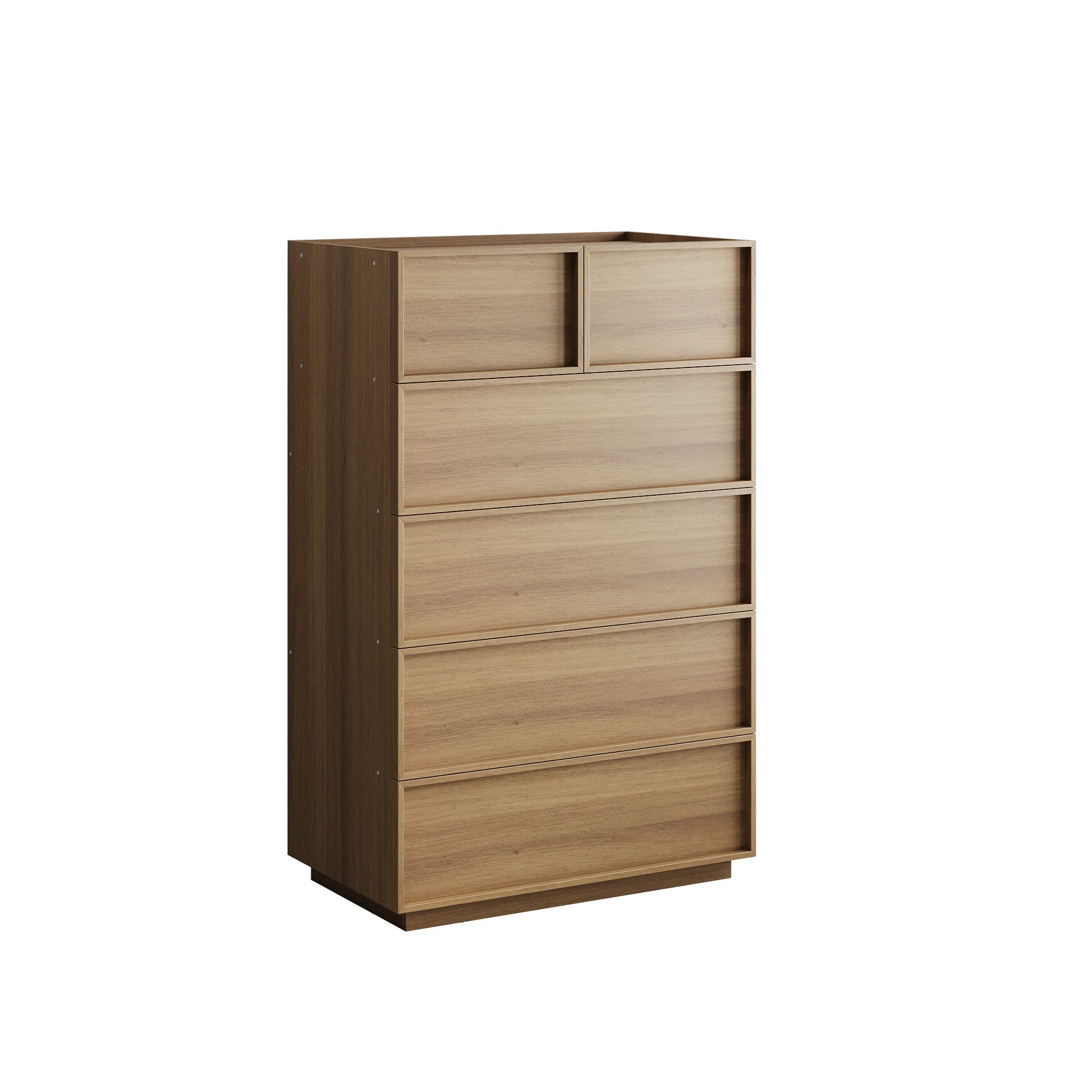 Fine Life Pro Vorratsschrank Hohe grifflose Kommode in Eiche – Minimalistisch & Geräumig