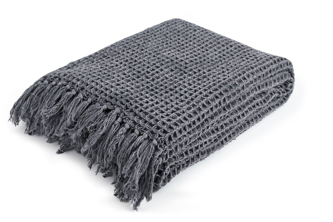 Wohndecke Waffle, mit langen Fransen, Kuscheldecke, günstig online kaufen