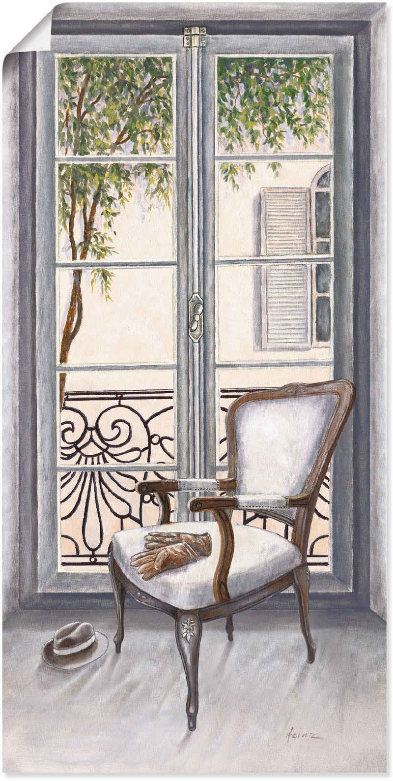 Artland Wandbild Sessel vor einem Fenster, Innenarchitektur (1 St), als Alubild, Leinwandbild, Wandaufkleber oder Poster in versch. Größen