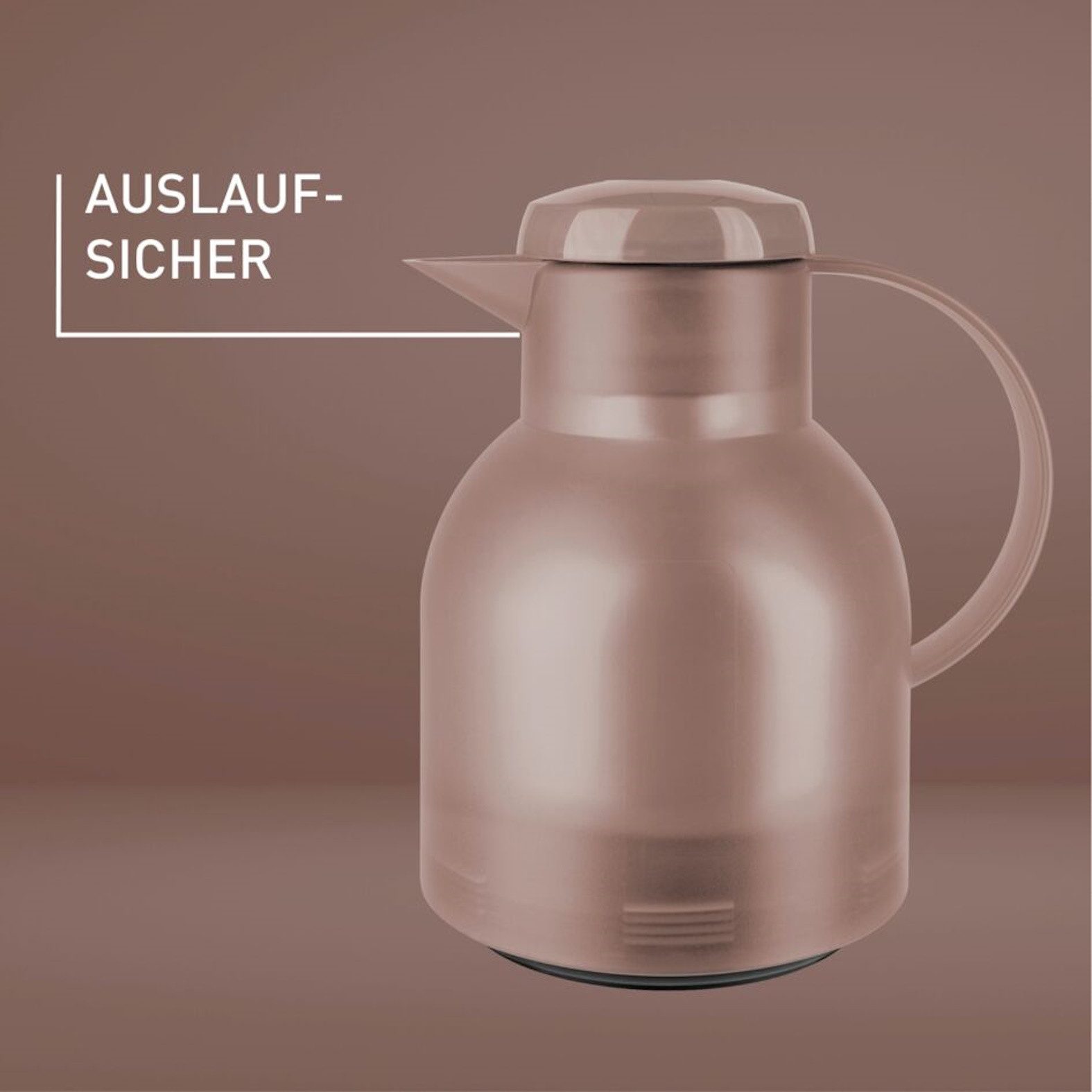Emsa Isolierkanne Samba, 1 l, zeitloses Design, einfacher Knopfdruck, 24h kalt, 12h warm