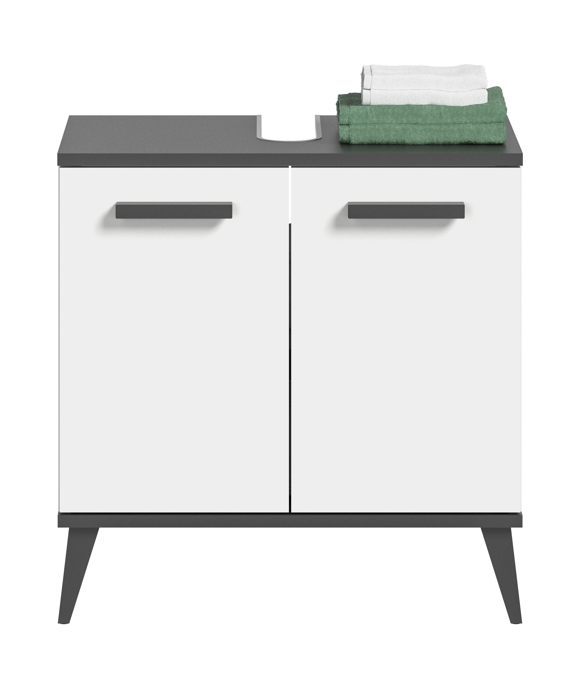 xonox.home Waschbeckenunterschrank in Weiß / Anthrazit günstig online kaufen