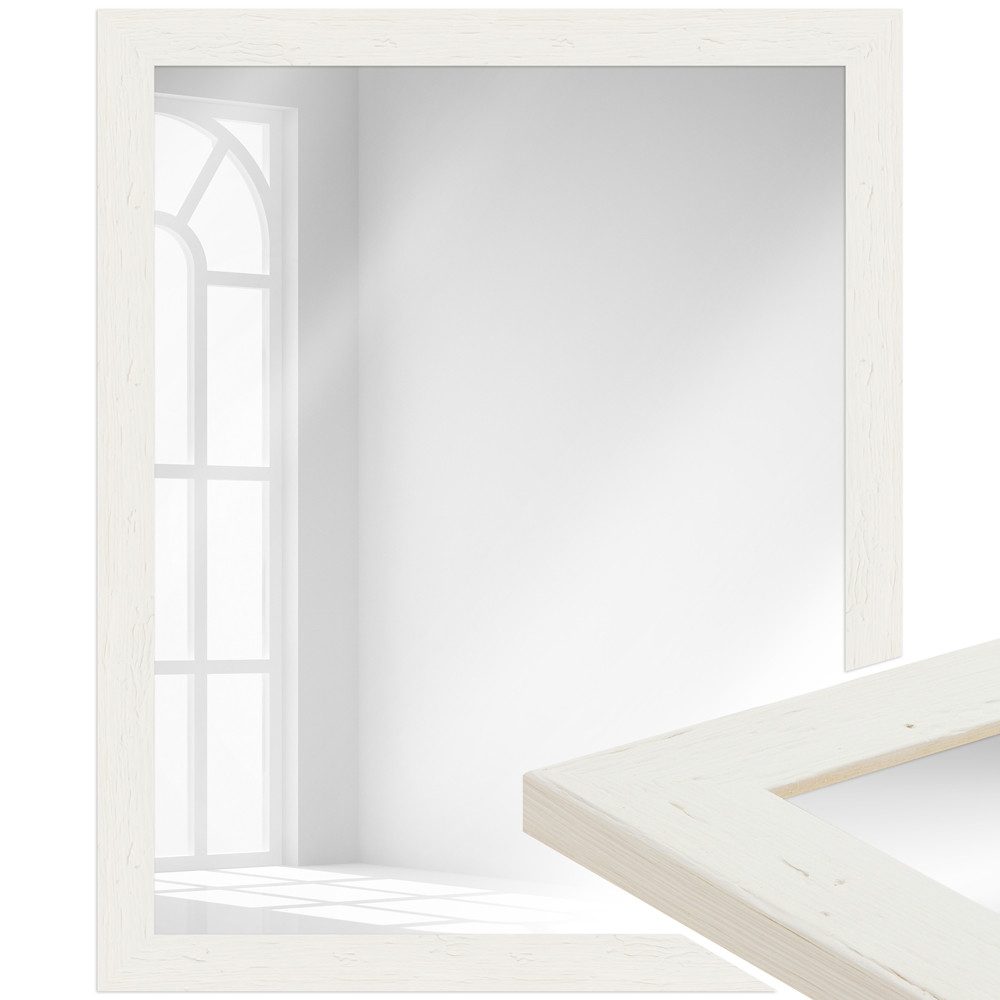 WANDStyle Wandspiegel H750, Landhaus Spiegel Weiß 45x55cm, Wandspiegel, Ganzkörperspiegel Groß