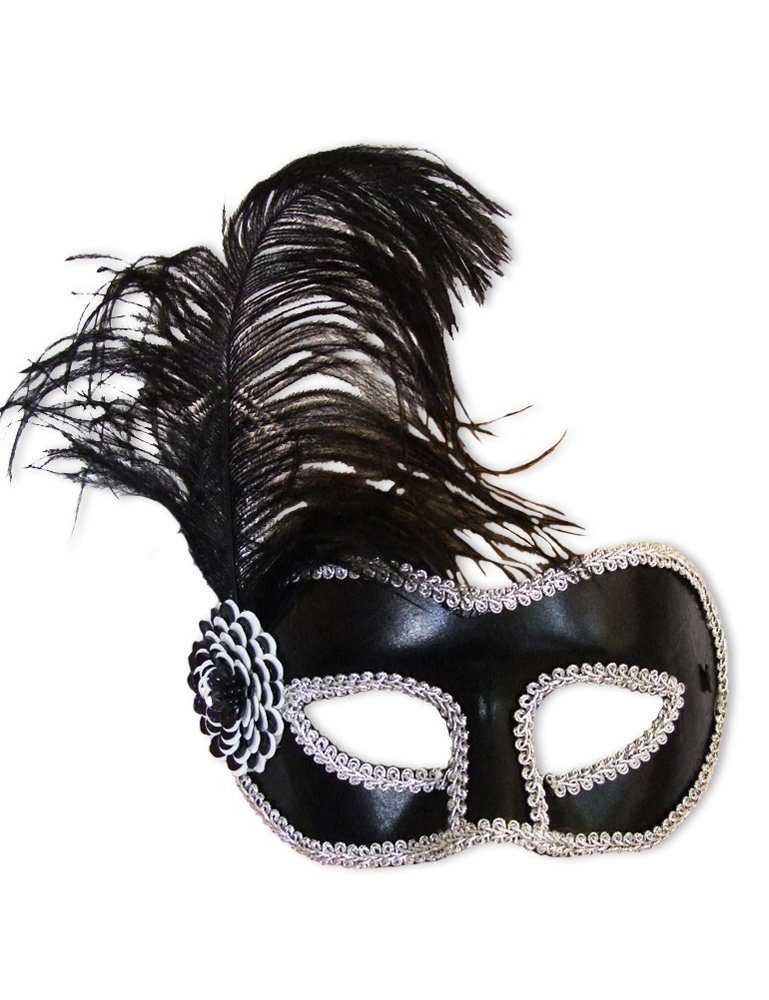 Das Kostümland Verkleidungsmaske Venezianische Augenmaske 'Arianna' mit Feder - Sch