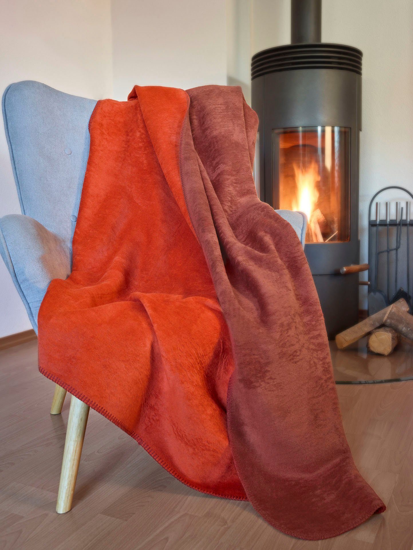 UNI, großer kuschelige Farben-Vielfalt, Wohndecke Kuscheldecke zimt Kneer, Wendedecke in