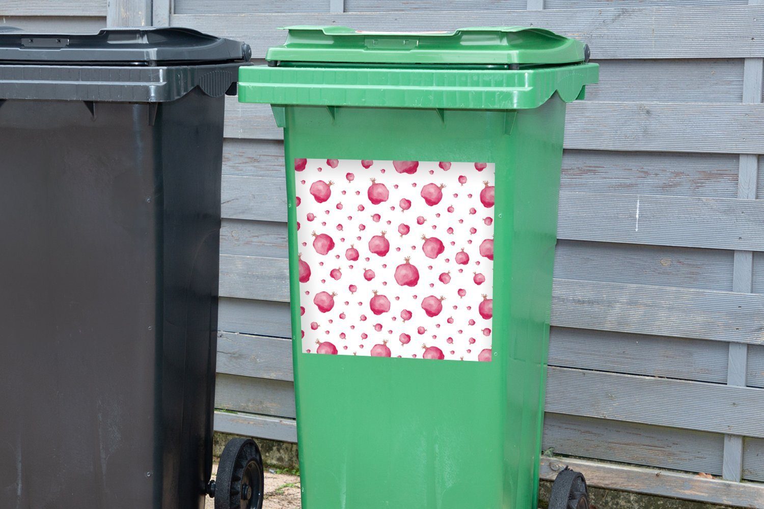 Granatapfel Obst Mülleimer-aufkleber, (1 St), Abfalbehälter Mülltonne, Wandsticker - Design MuchoWow - Container, Sticker,