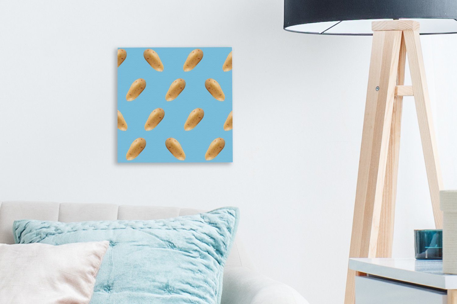 Wohnzimmer - Leinwandbild für Bilder Leinwand (1 OneMillionCanvasses® Muster Kartoffel Schlafzimmer St), Blau, -