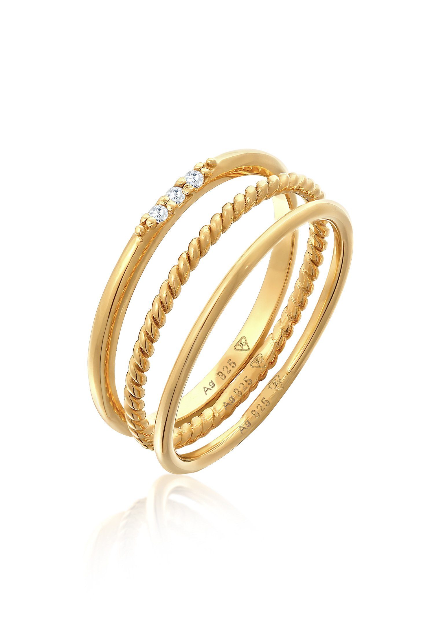 Ring-Set Zirkonia Kordel Basic Stapel (3 tlg) 925 Silber